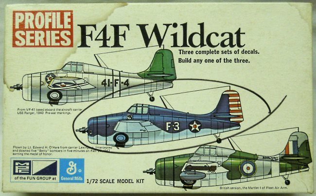 MPC 1/72 Grumman F4F Wildcat Profile Series - VF-41 USS Ranger 1940 / Butch O'Hare's CV-2 Lexington Aircraft Coral Sea - FAA Martlet I, 2-1112-100 plastic model kit